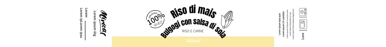 Bianco giallo semplice illustrazione riso istantaneo etichetta alimentare