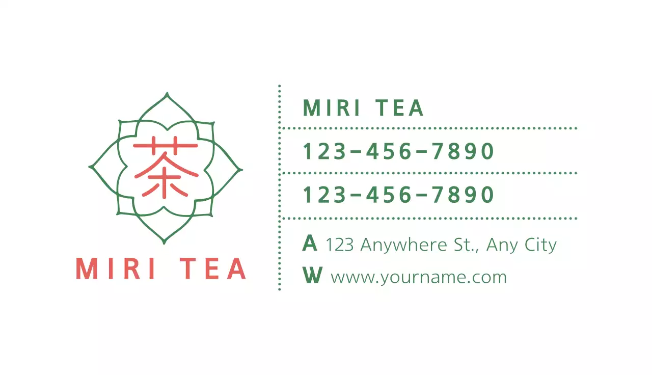 Green Minimal Tea Advertisement Business Card