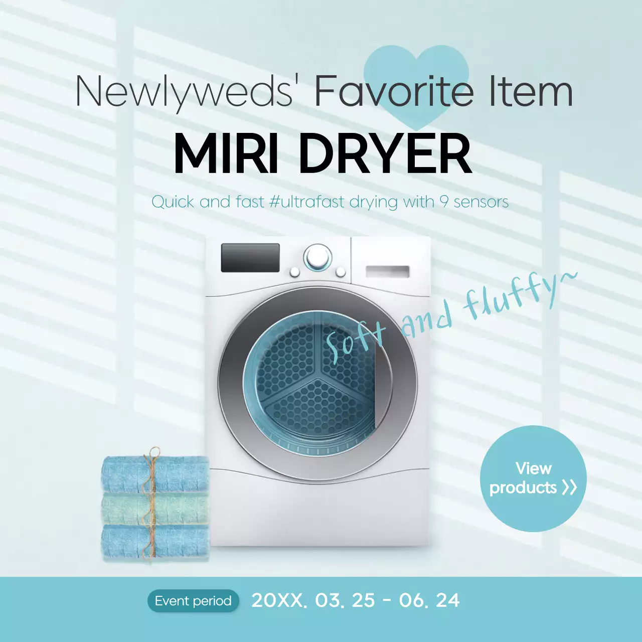 Teal Modern Dryer Promotion Social Media Post