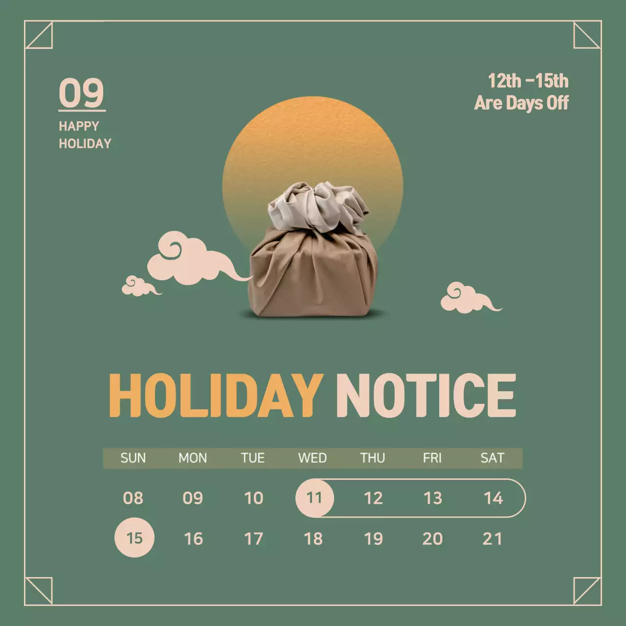 Green Traditional Holiday Notice Instagram Post