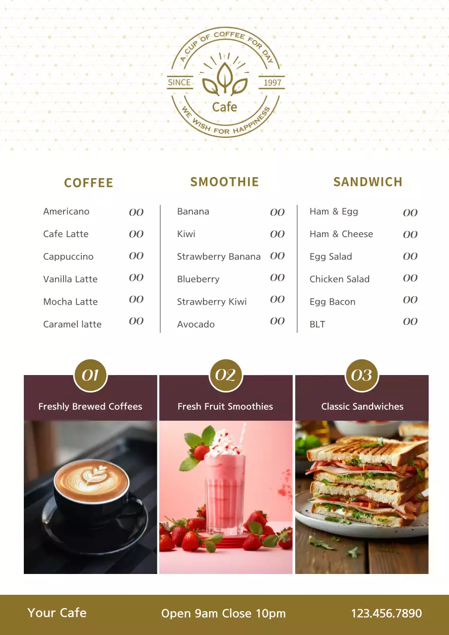 Beige Modern Cafe Menu Poster