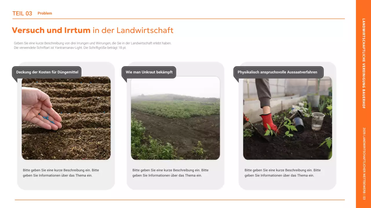 Ankündigung des Tages der Landwirte mit einer Illustration eines Orangenbauern