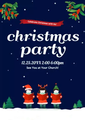 Navy Traditional Christmas Invitation Poster