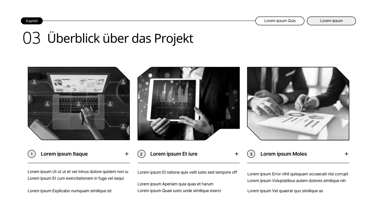 Ein einfacher, skalierbarer Vorschlag mit schwarz-weißen Illustrationen