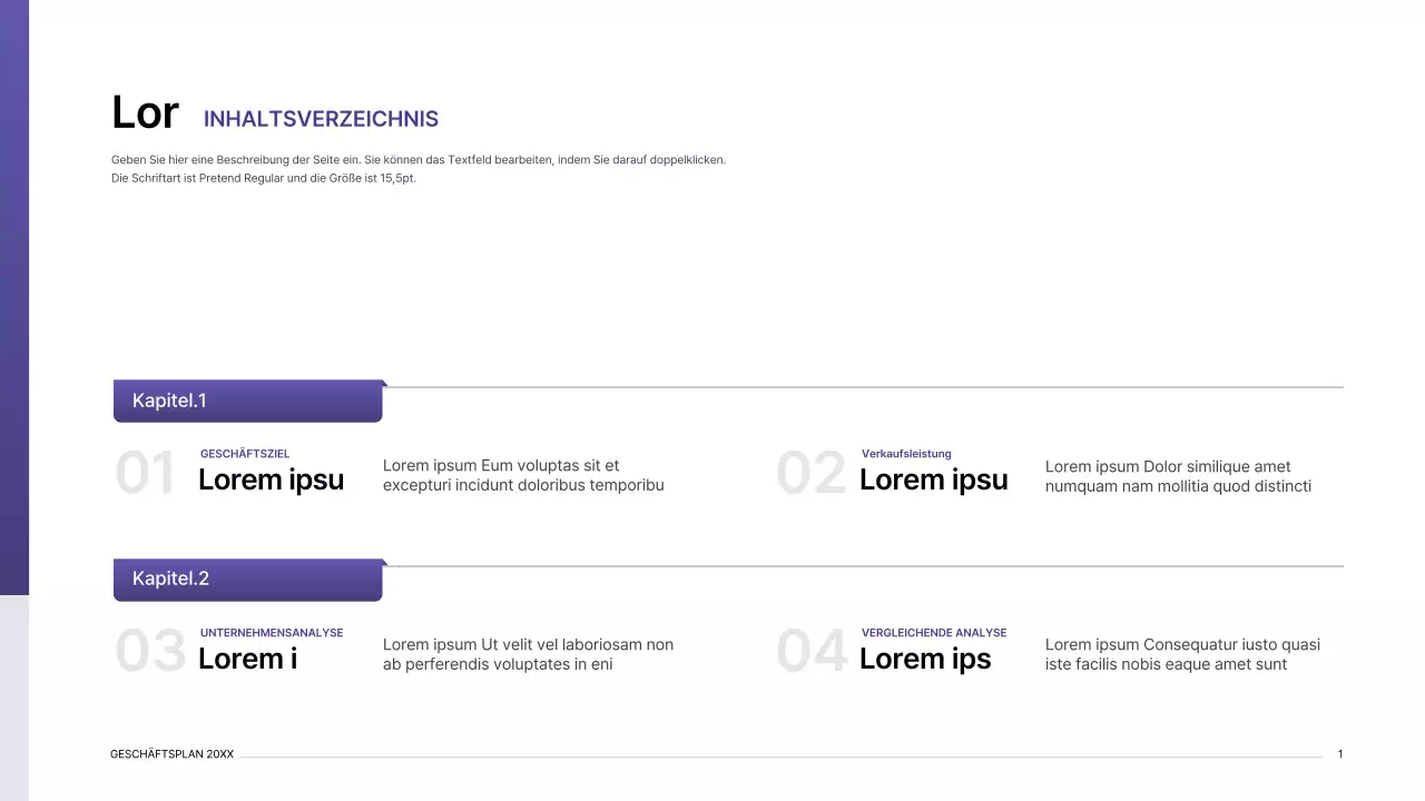 Business-Plan-Präsentation Kit mit lila Gradient Index-Konzept
