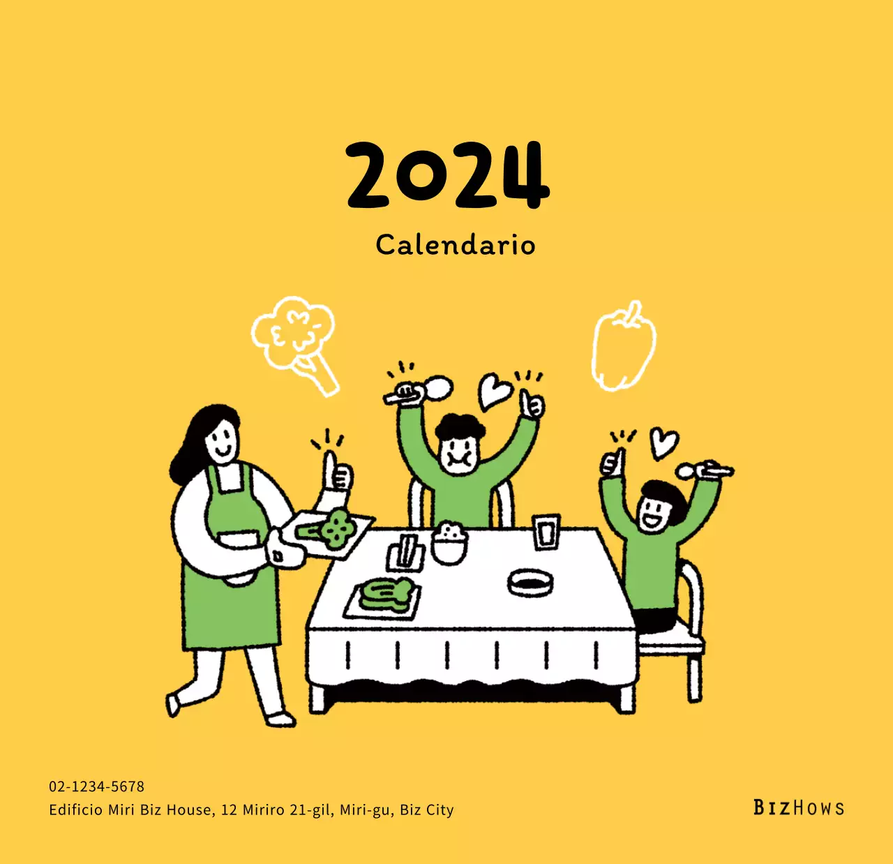 Calendario di Capodanno con simpatiche illustrazioni