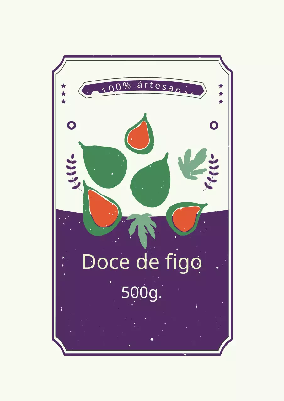 Cartaz de design de rótulo de compota de figo vintage em roxo