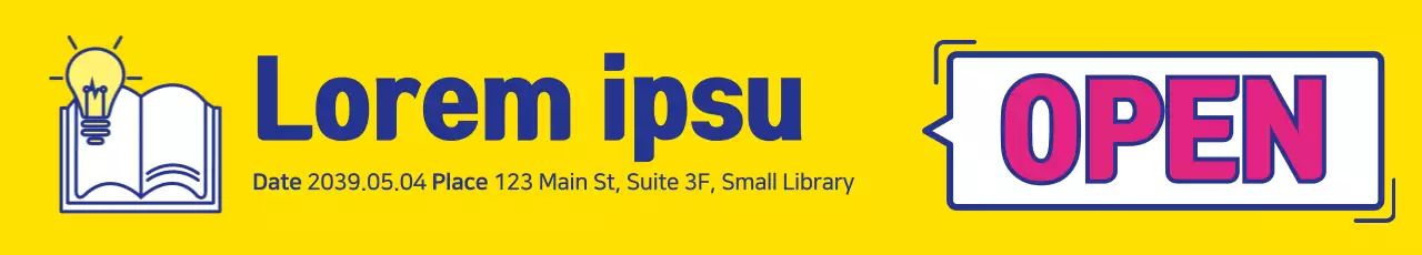 Banner de anúncio da biblioteca moderna amarela