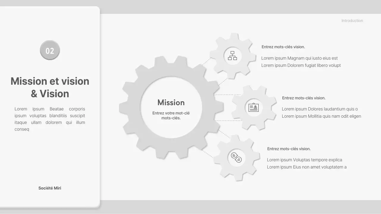 Proposition avec des éléments de rouage gris et tridimensionnels
