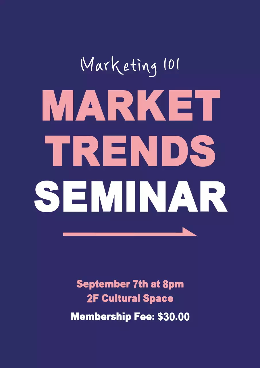 Navy Modern Marketing Seminar Poster