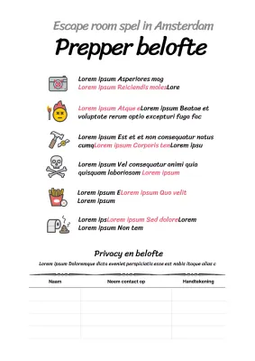 Eenvoudige witte escape room waarschuwingsposter