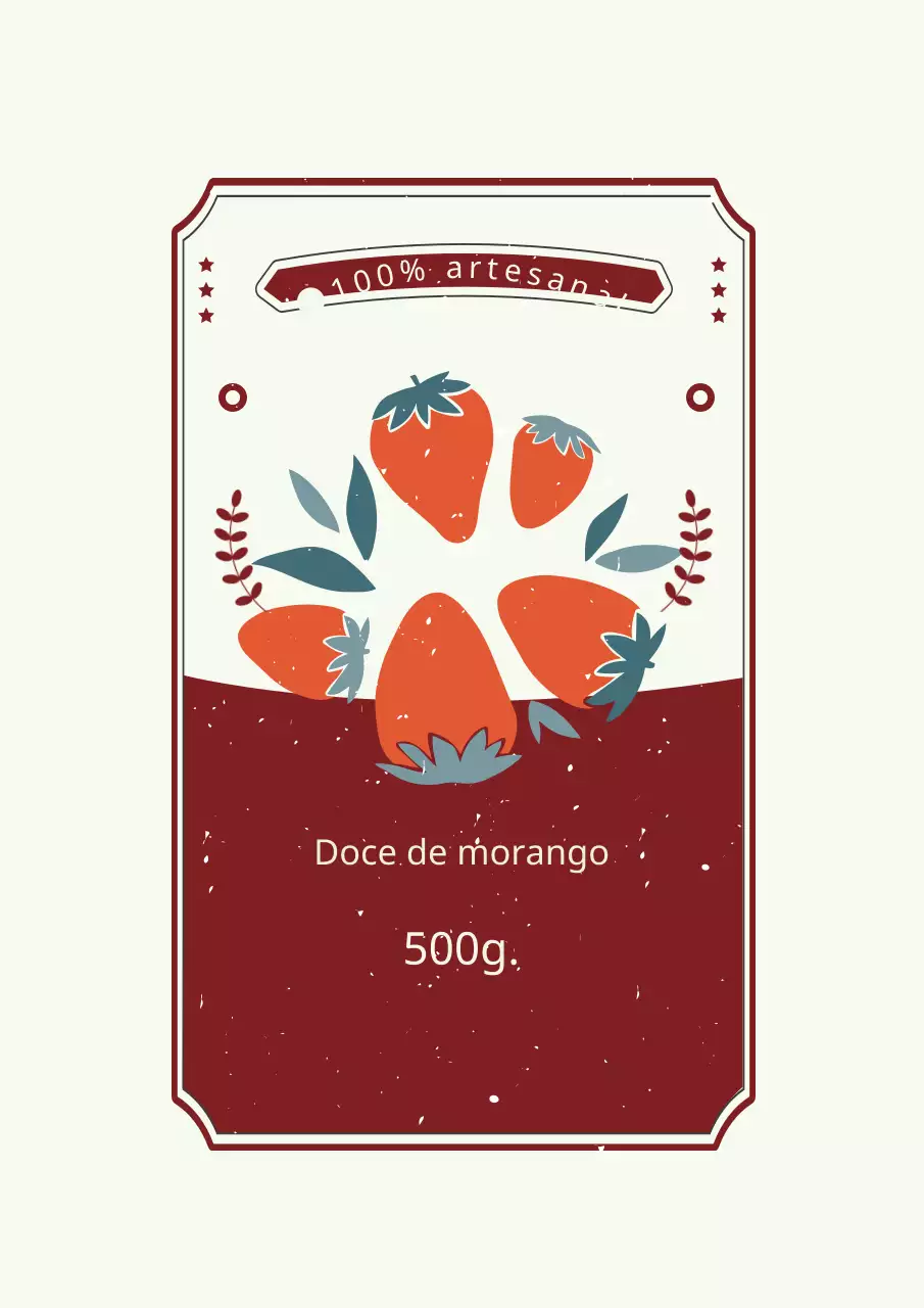 Cartaz de design de rótulo de compota de morango vintage em vermelho