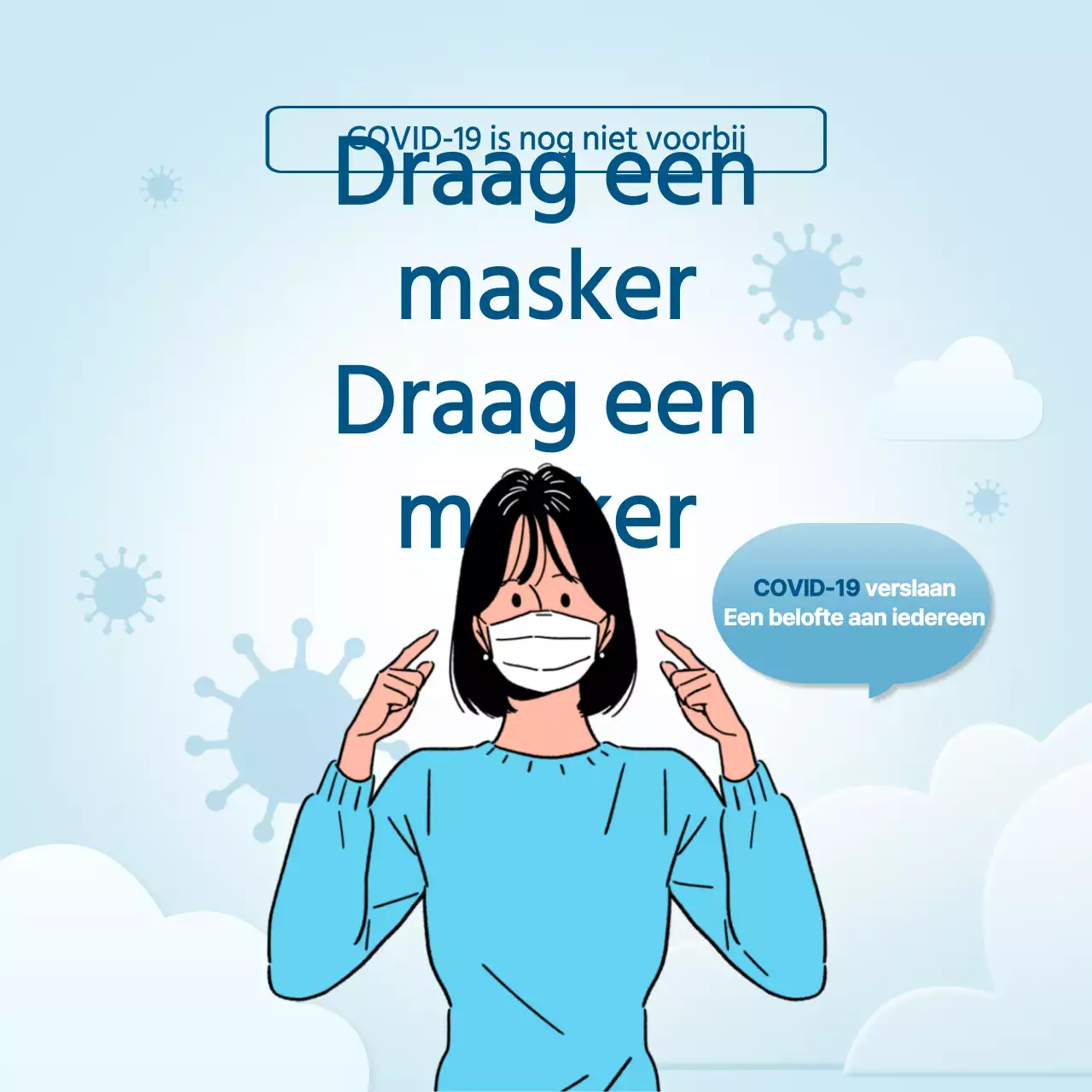 Blauwe schone tekst corona mededeling