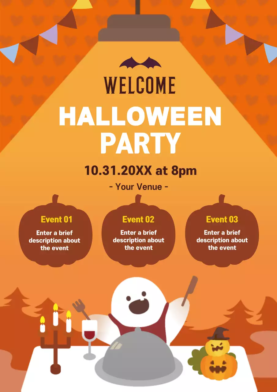 Orange Trendy Halloween Invitation Poster