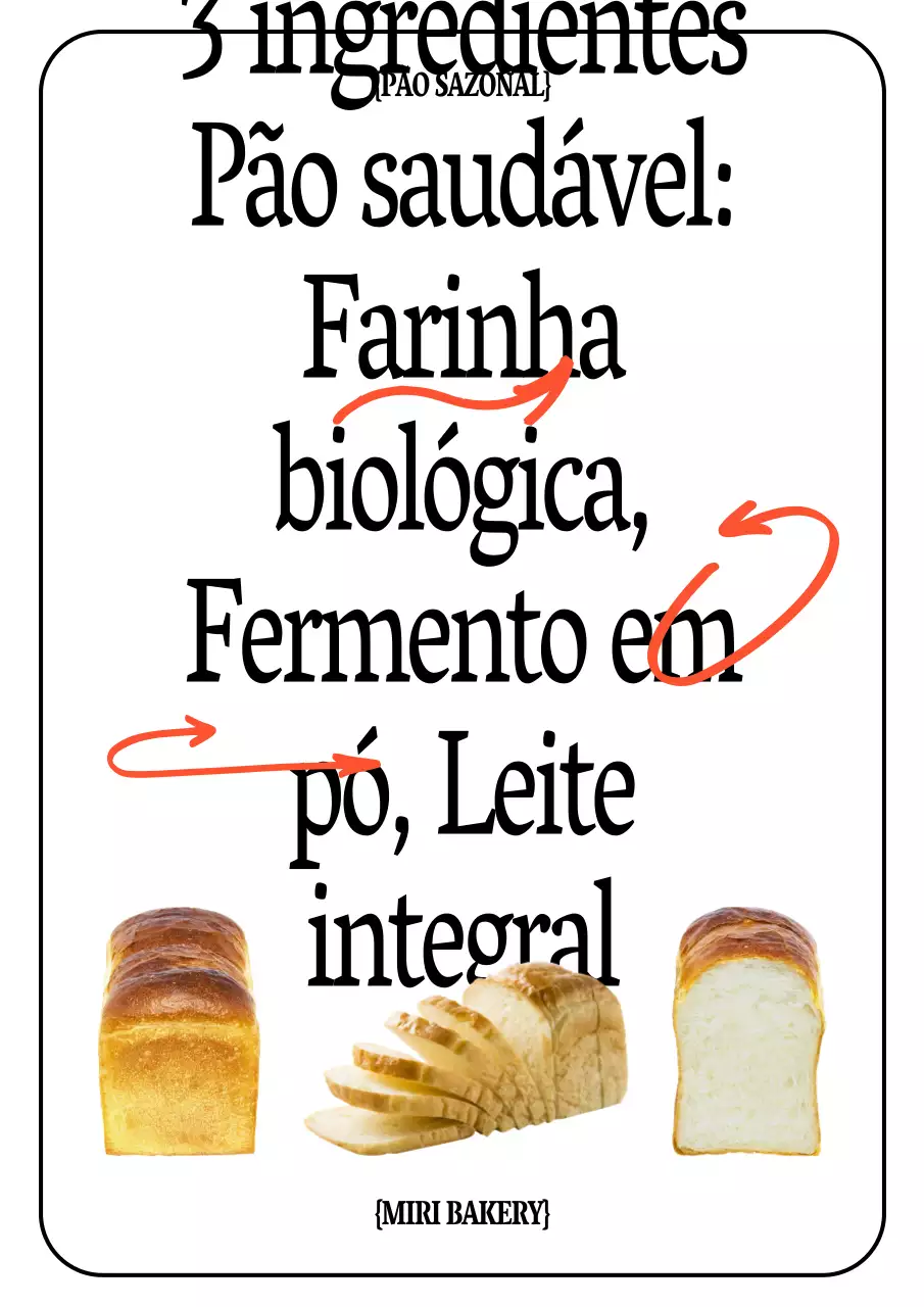 Apresentação de um menu de padaria simples em branco e preto
