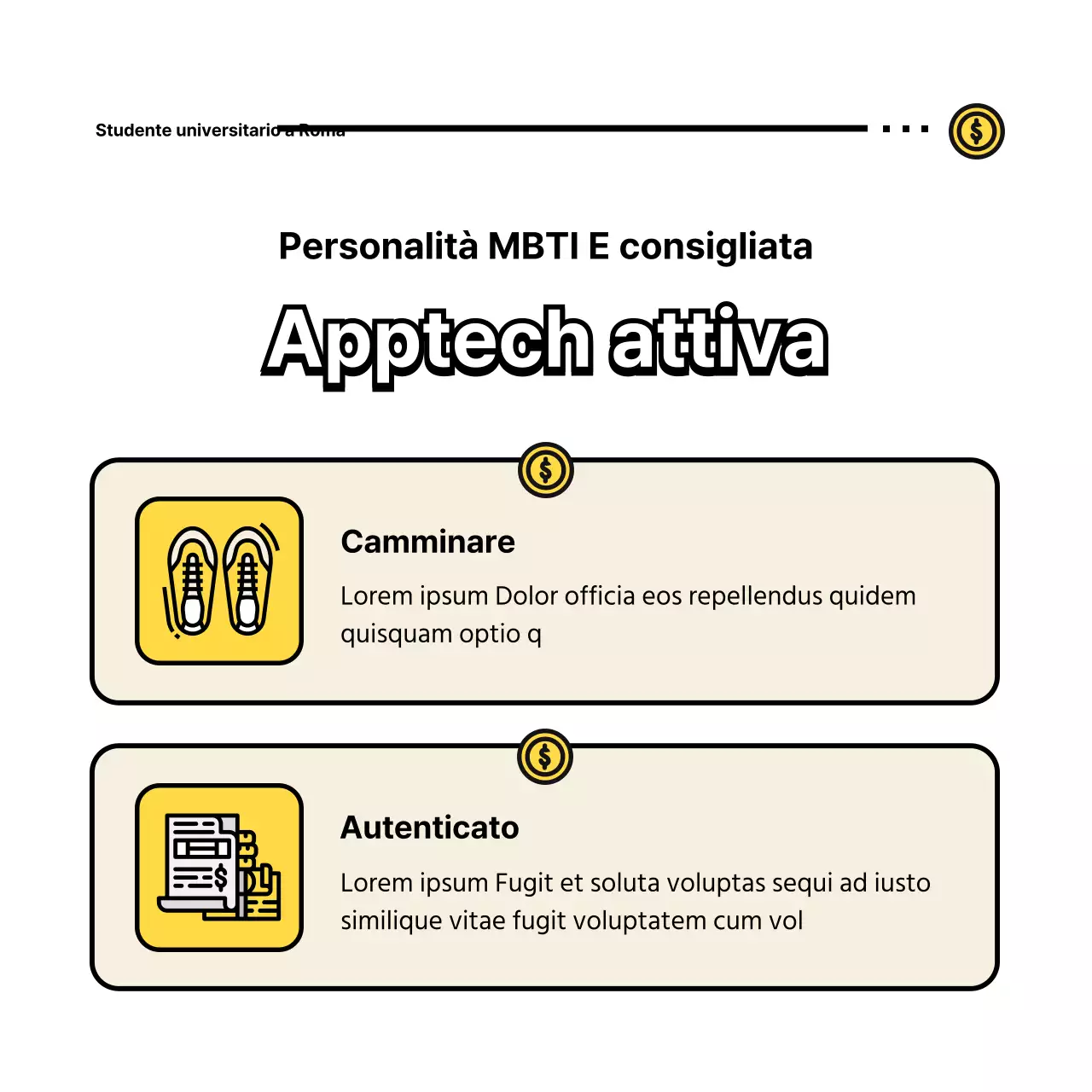 Magliette di studenti universitari con simpatiche illustrazioni gialle
