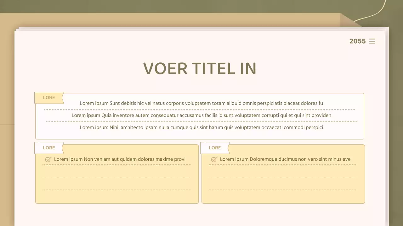 Voor presentaties met een strak documentconcept in olijf- en beigetinten