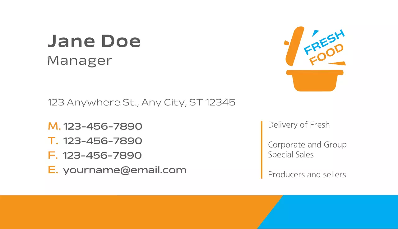 Orange Modern Food Business Card