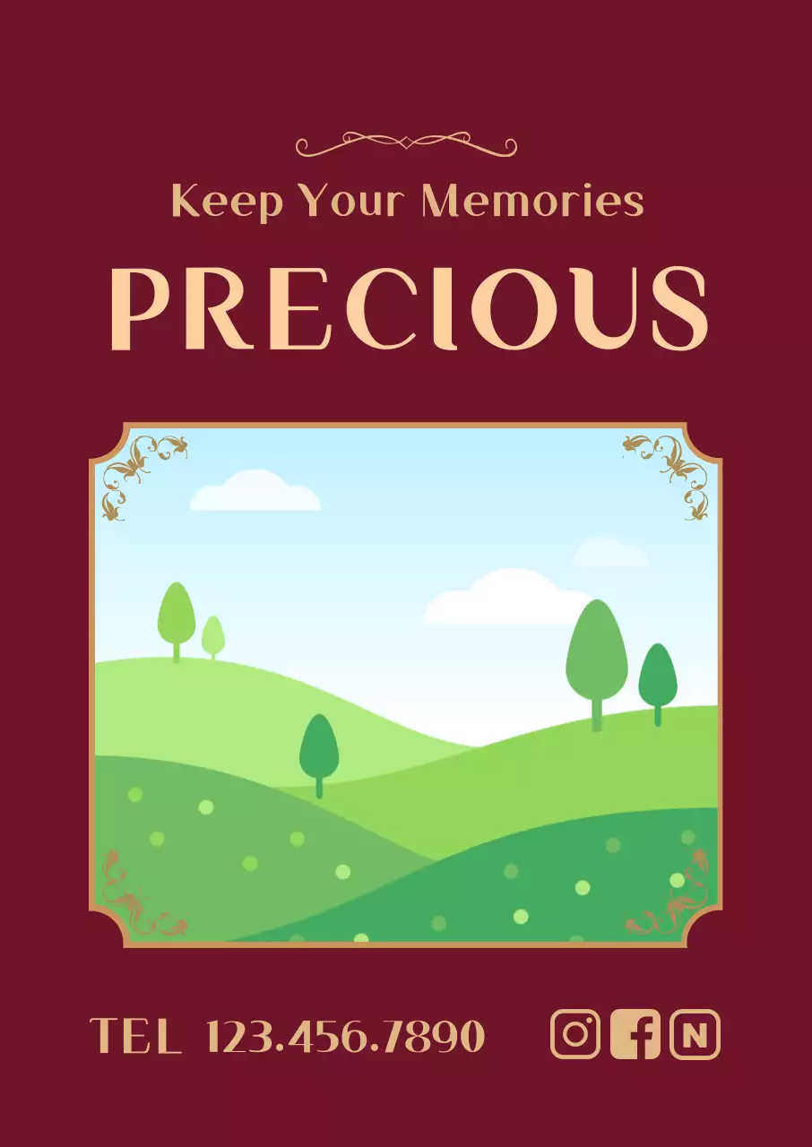 Maroon Elegant Memories Advertisement Poster