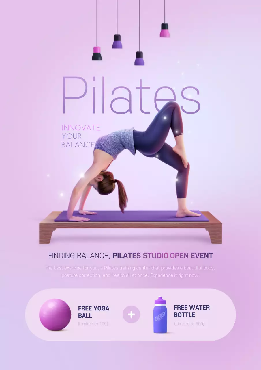 Pink Modern Pilates Promotion Poster