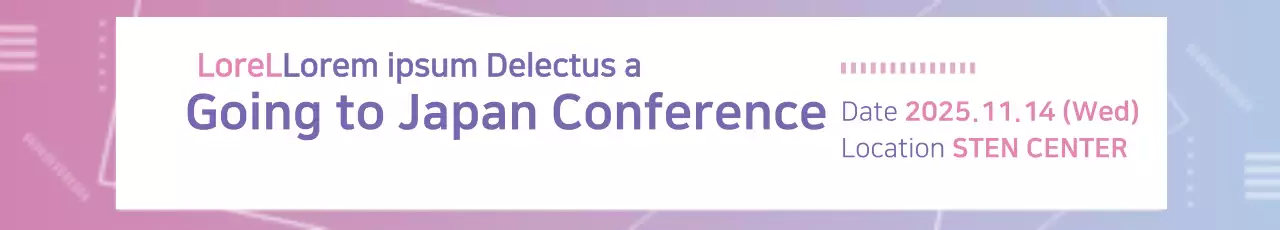 Banner de anúncio da conferência Pink Modern