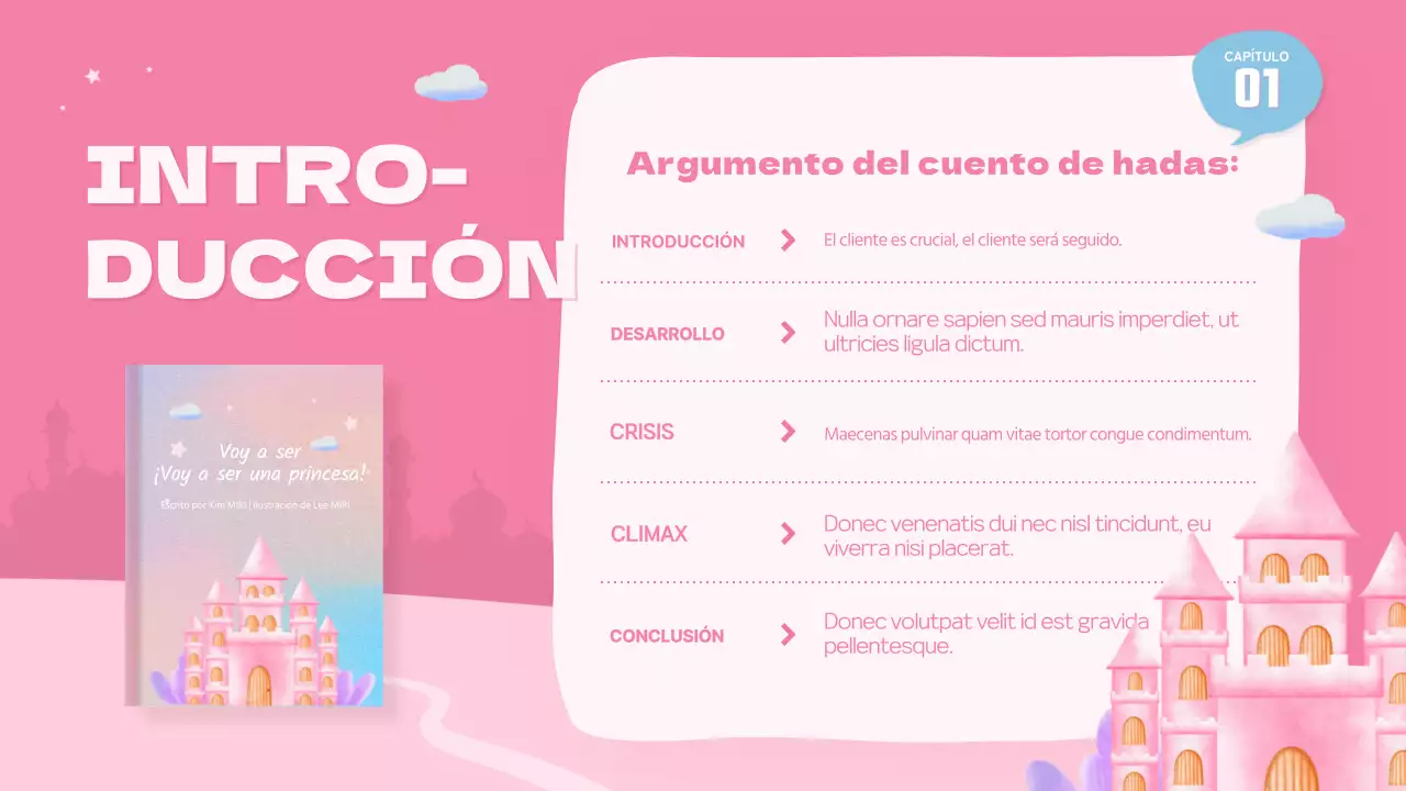 Una linda princesa rosa de cuento de hadas lección de actuación