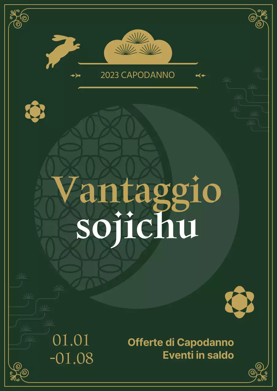 Poster di Capodanno in verde e oro