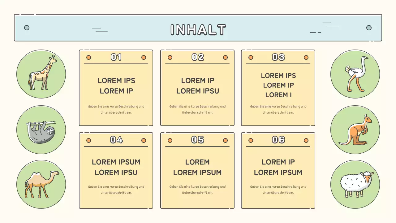 Zoopädagogische Materialien in Pastelltönen von Gelb, Chartreuse und Hellblau