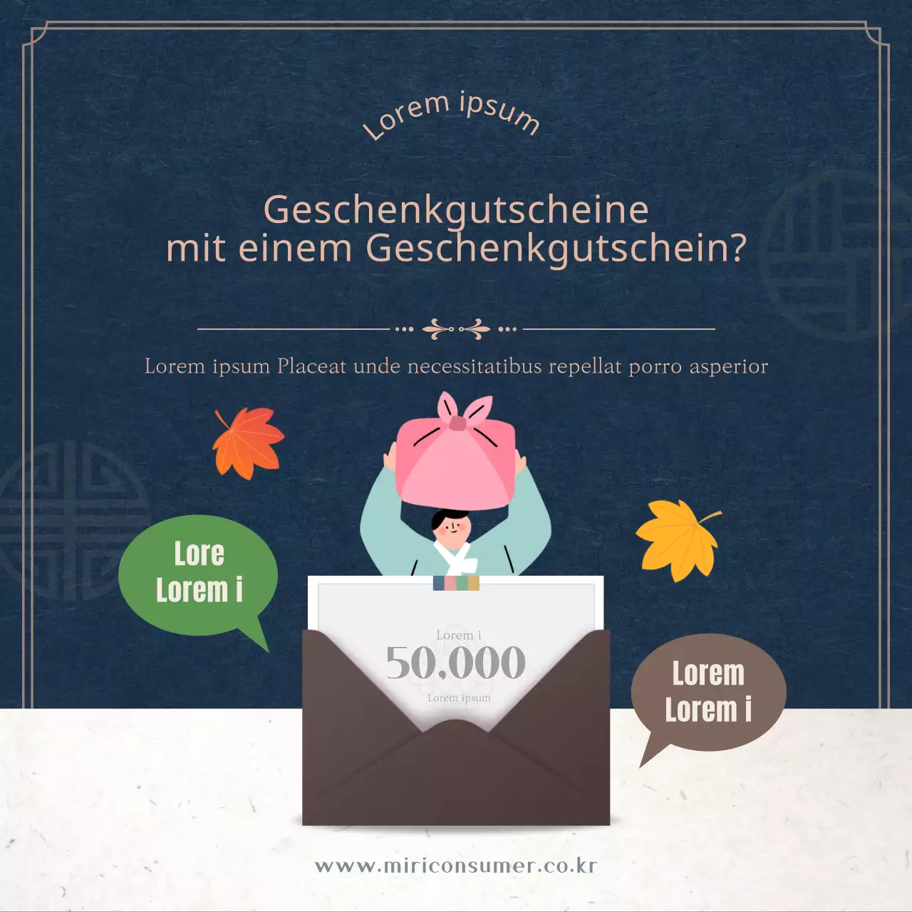 Achten Sie auf marineblaue und beigefarbene Thanksgiving-Gutscheine