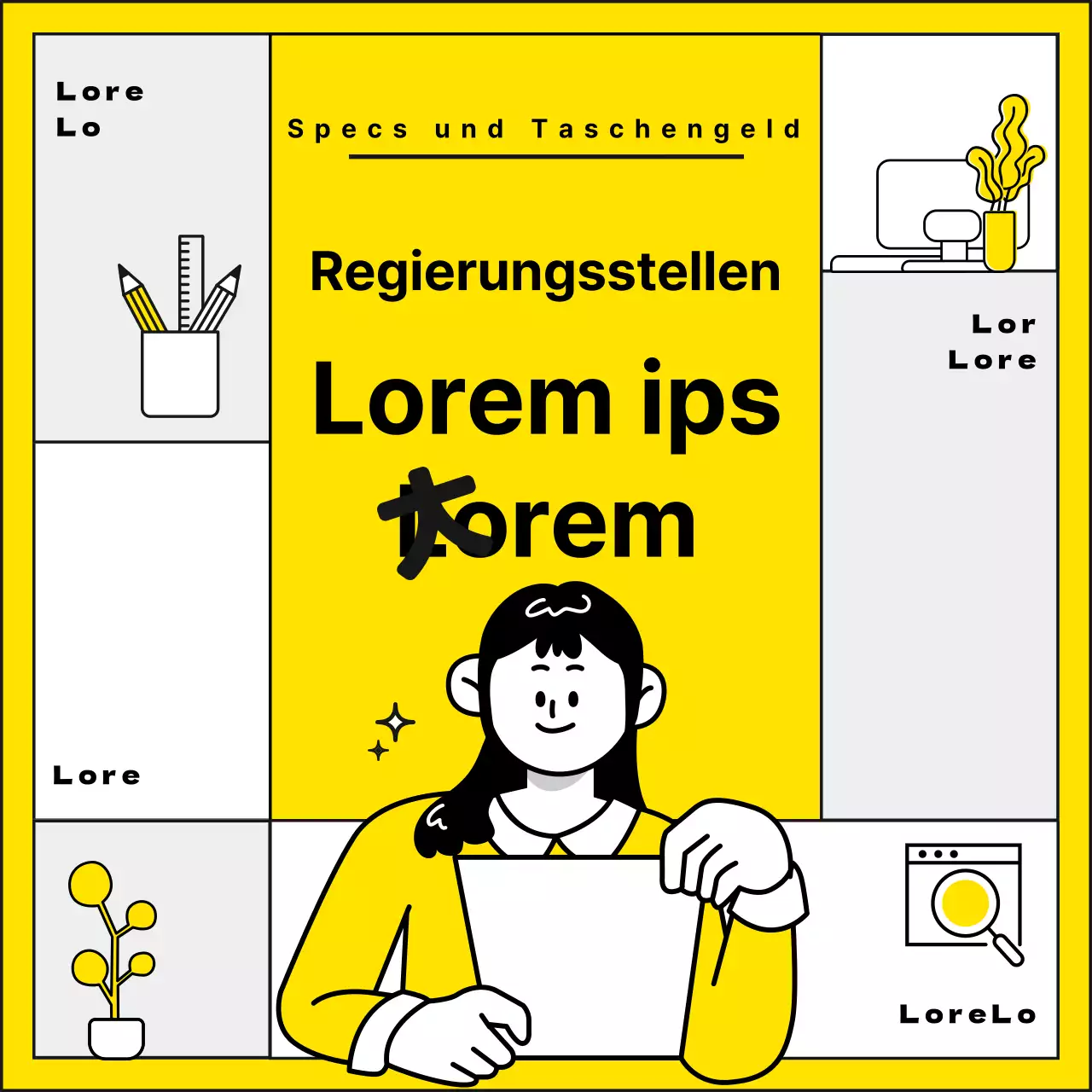 Gelbe und einfarbige, adrette und niedliche College-Studenten, die im Winter einen Teilzeitjob in einer Behörde suchen