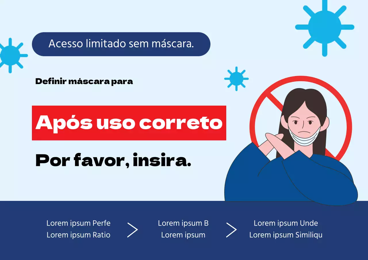 Azul Vermelho Ilustração Corona Máscara Prevenção do uso de máscara