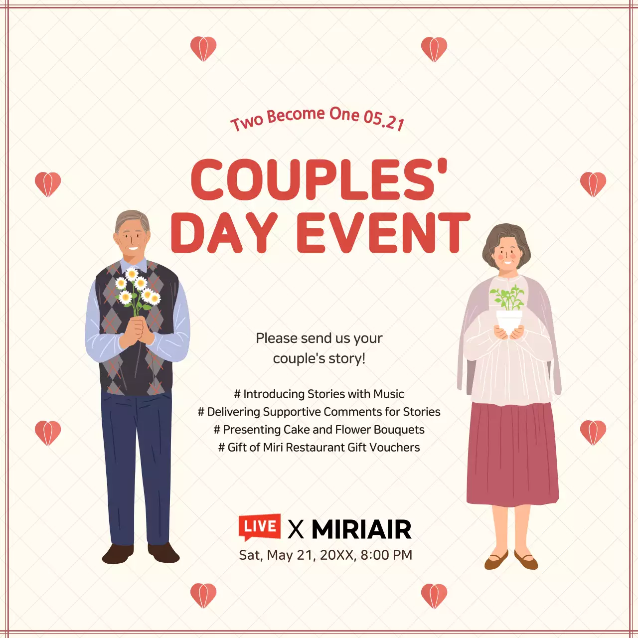 Red Simple Couples Event Announcement Social Media Post