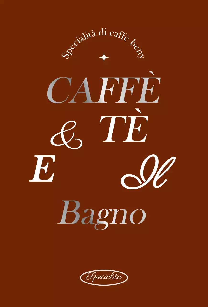 Scrittura sentimentale del caffè in marrone e argento
