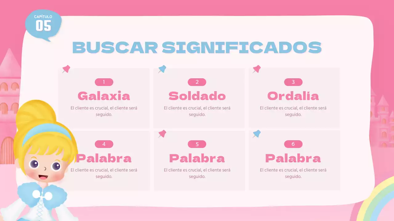 Una linda princesa rosa de cuento de hadas lección de actuación