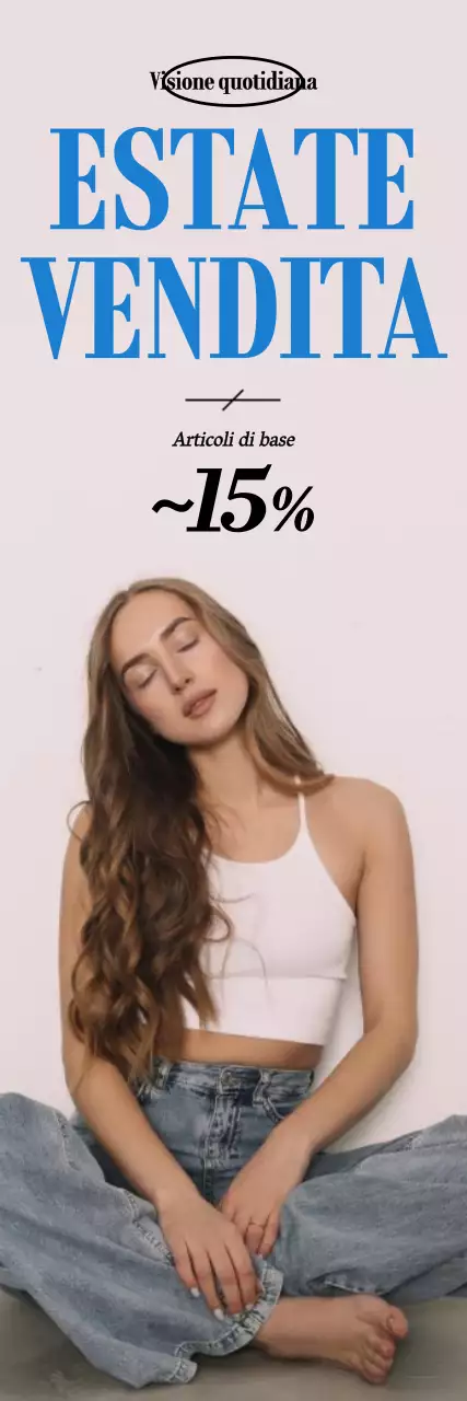 Modello di abbigliamento seduto sul pavimento con sfondo grigio