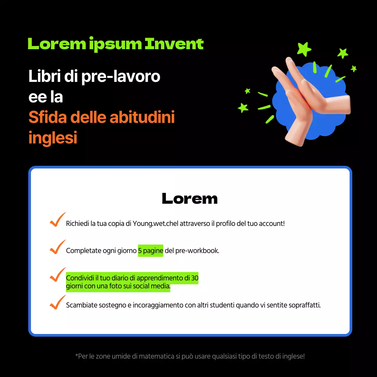 Un evento di sfida semplice con un tema 3D nero (CardNews)