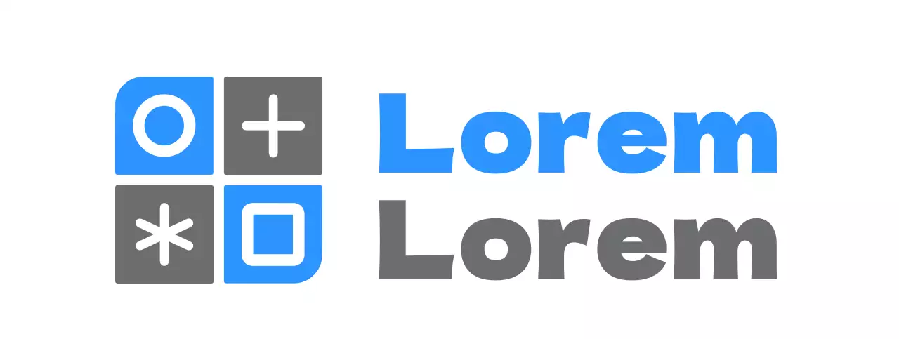 Formas simples e limpas e símbolos estilo de combinação de logótipo em azul e cinzento escuro Promoção e promoção hospitalar