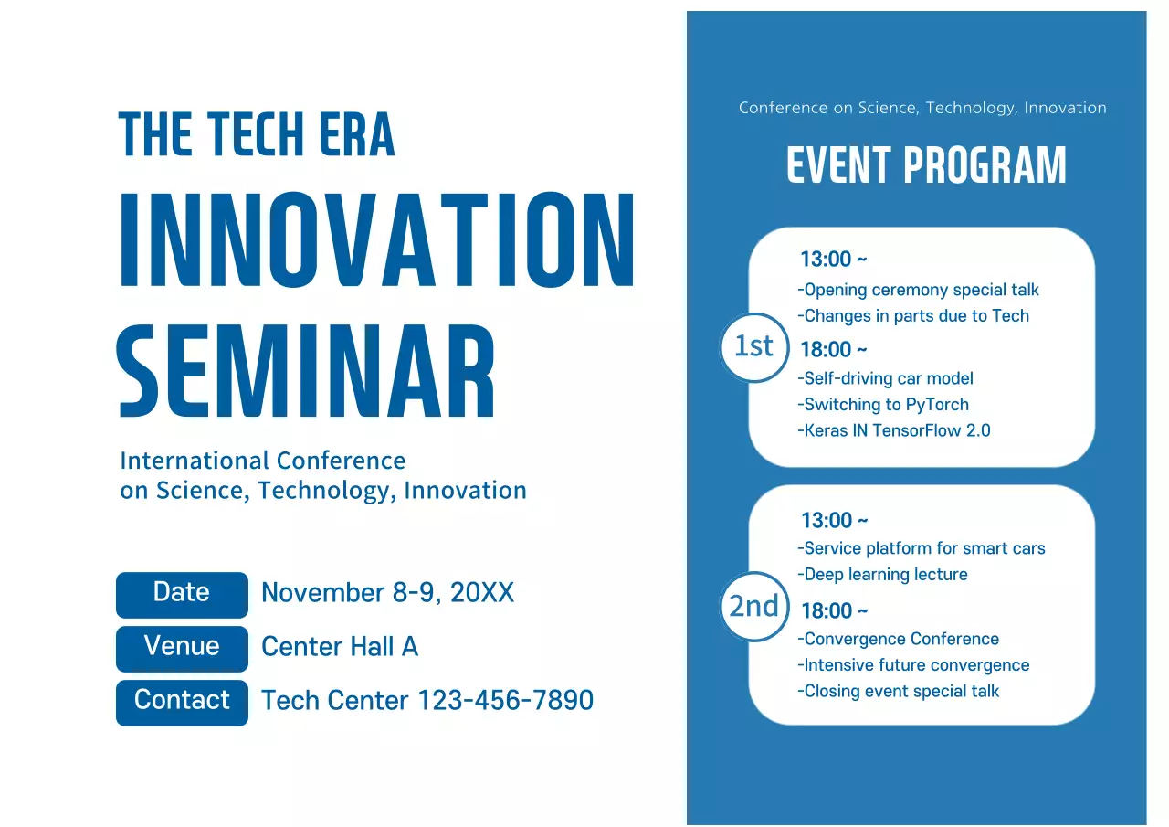 Blue Modern Tech Seminar Event Poster