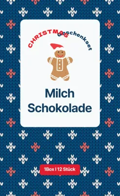 Blaues und rotes Strickmuster Weihnachtsschokoladen-Verpackungsetikett