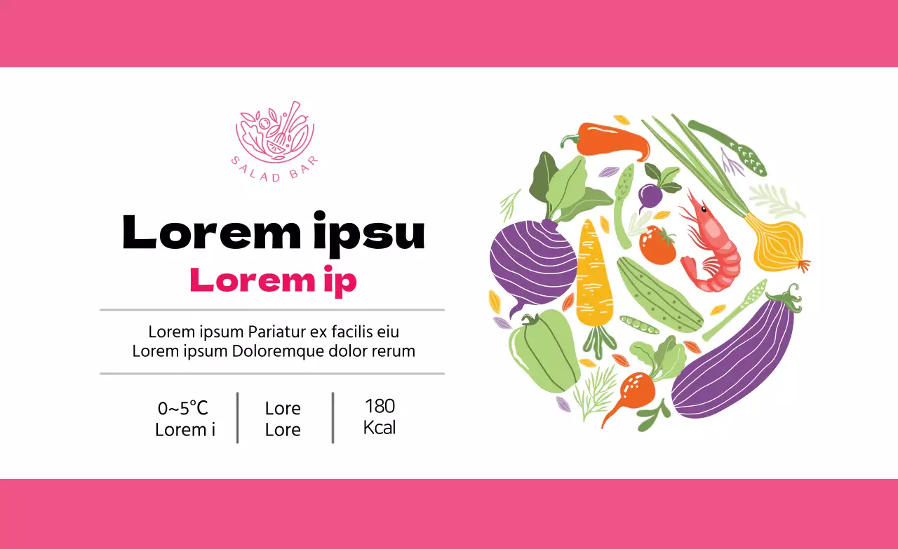 Etichetta illustrata rosa per insalata