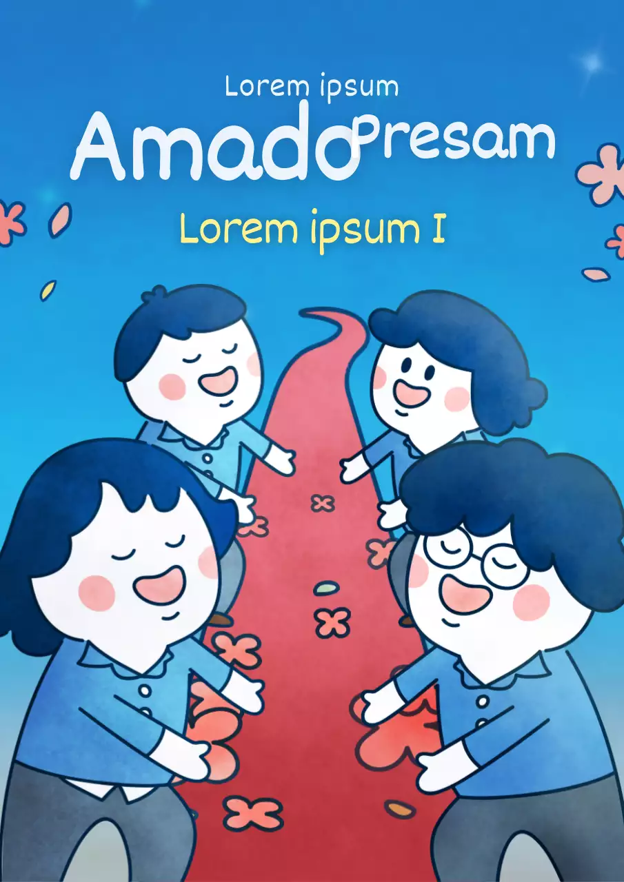 Ilustração gira em azul para celebrar o aniversário da professora