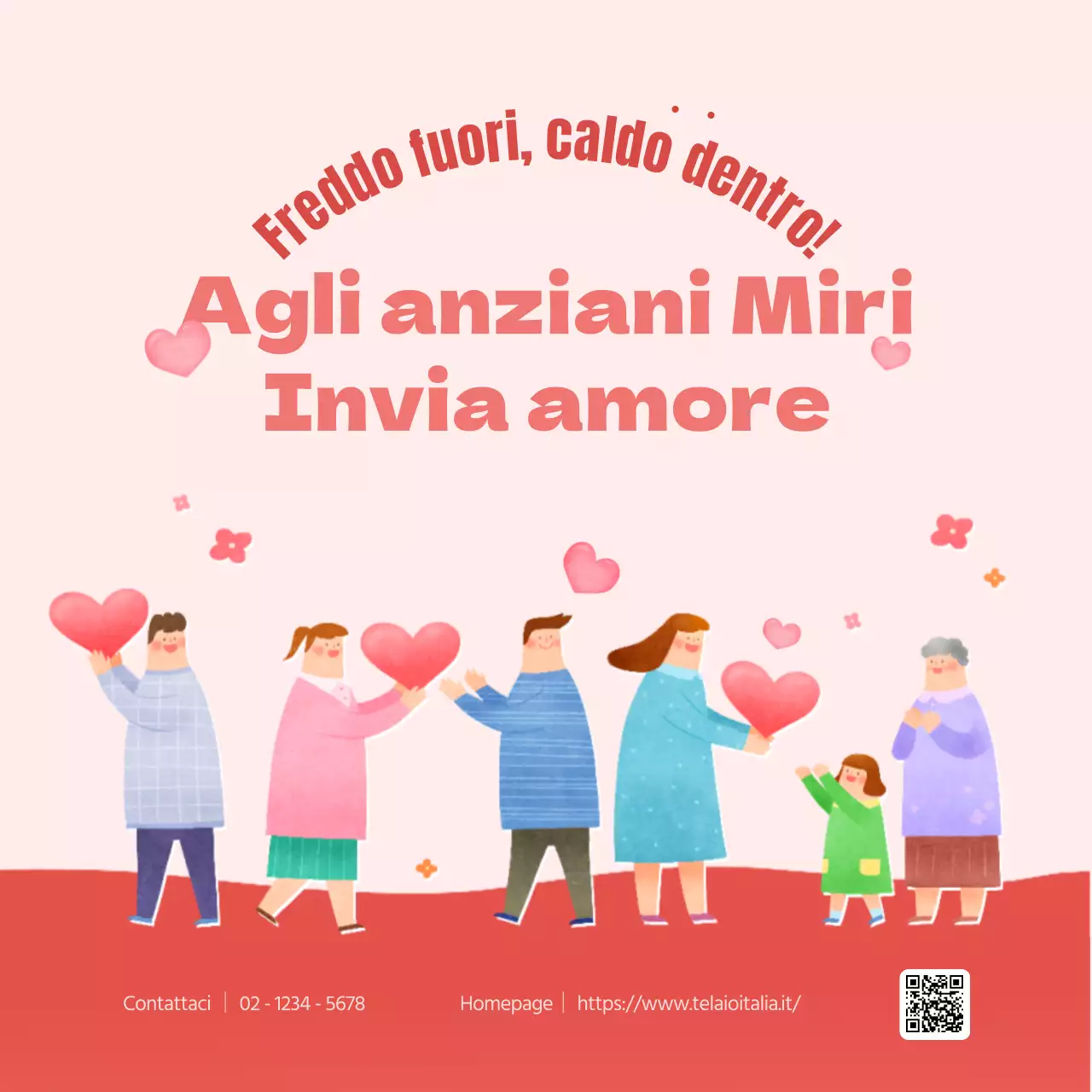 Il progetto di condivisione dell'amore per l'assistenza agli anziani in rosa e rosso