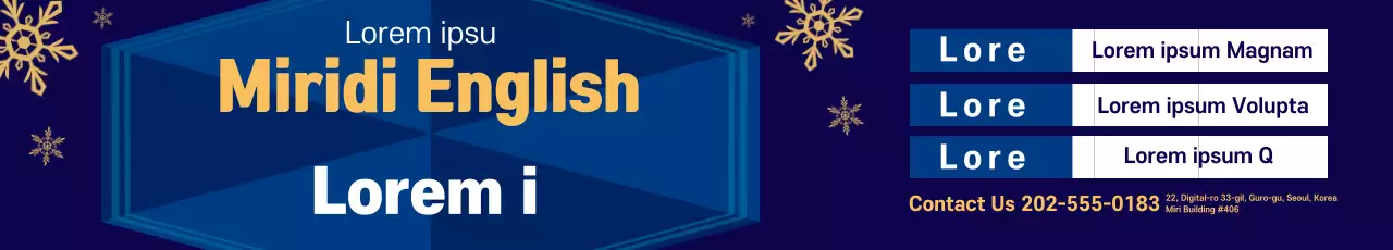 Banner de propaganda geométrica azul em inglês