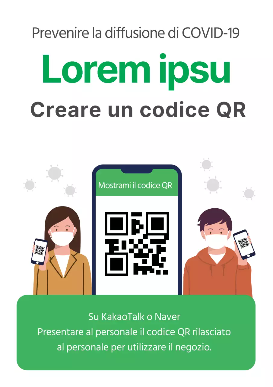 Illustrazione verde dell'etichetta per la registrazione del coronavirus pulito