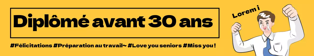 Annonce de félicitations pour l'obtention d'un diplôme avec un lettrage jaune illustré