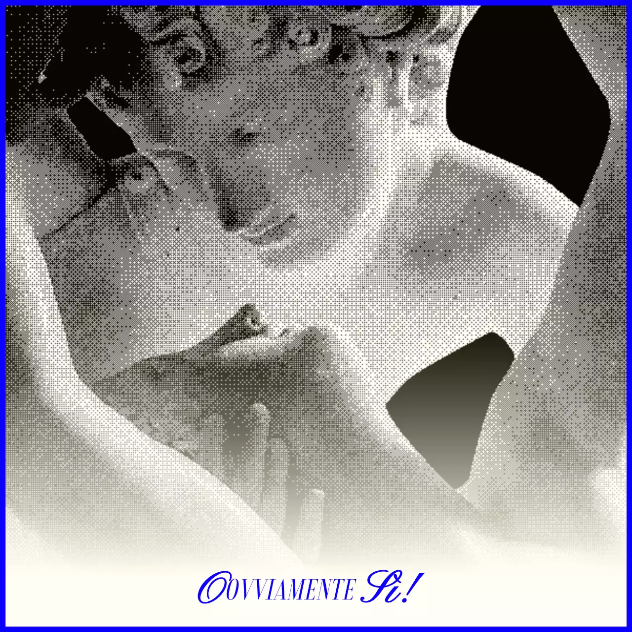 Un fascio d'umore alla moda con marchio in blu e verde fluorescente