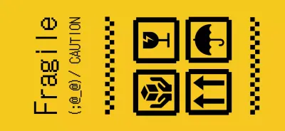 Shipping notices and warnings with a yellow and black pixelated concept