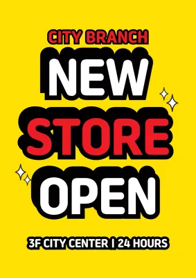 Yellow Bold Store Announcement Poster