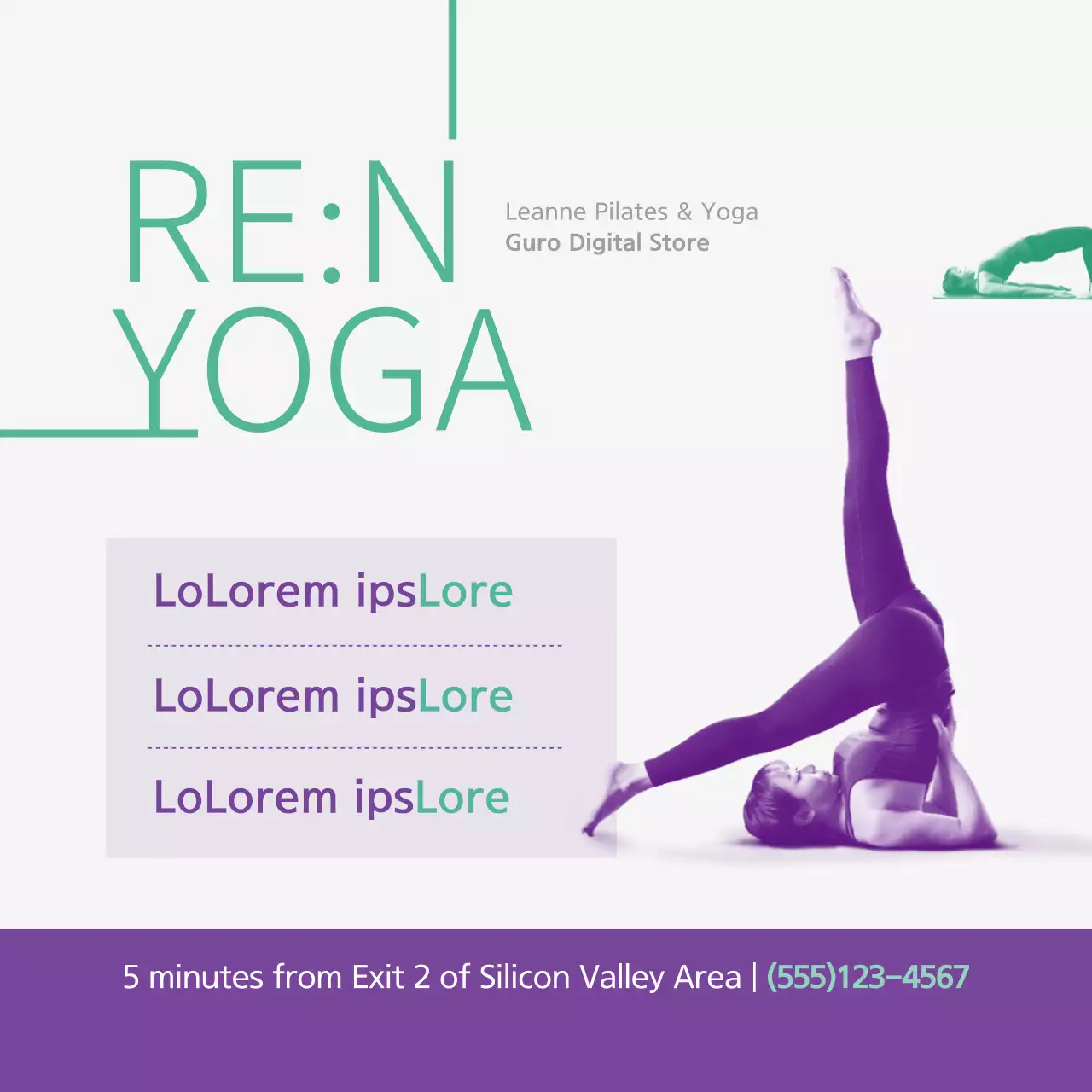 Banner Promocional Verde Minimalista de Yoga