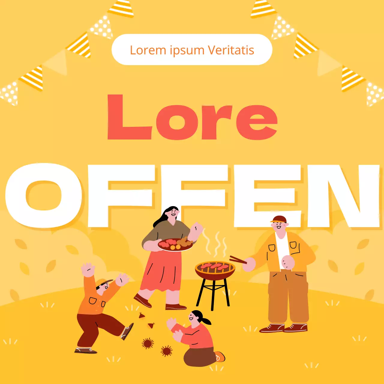 Werbung für ein kitschiges Campingfestival in Gelb